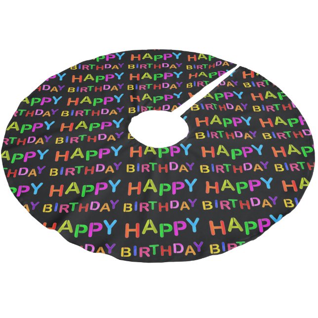 Jupon De Sapin En Polyester Brossé texte d'anniversaire heureux (Angle)