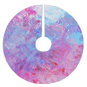Jupon De Sapin En Polyester Brossé Texture créative bleu-rose, taches de peinture.
