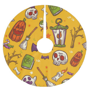 Jupon De Sapin En Polyester Brossé Thème Halloween : Motif de design plat.