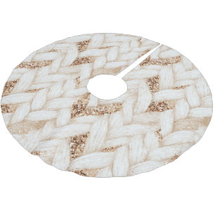 Jupon De Sapin En Polyester Brossé Tissu Faux Crème Tissé Paillettes Or