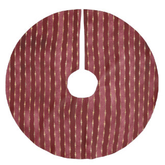 JUPON DE SAPIN EN POLYESTER BROSSÉ TONS DE STRIPES DE NOËL ROUGE & OR