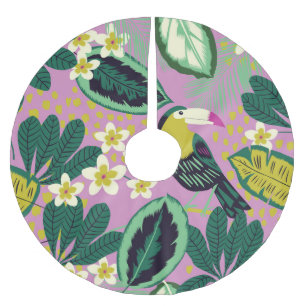 Jupon De Sapin En Polyester Brossé Toucanes tropicales : Motif de fleurs