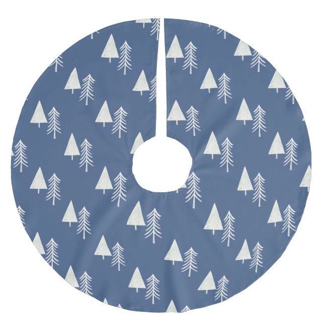 Jupon De Sapin En Polyester Brossé  Traditional Pine Trees Blue (Devant)