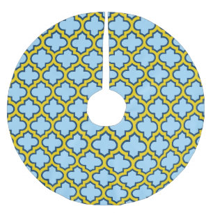 Jupon De Sapin En Polyester Brossé Trellis bleu et jaune, treillis, Quatrefoil
