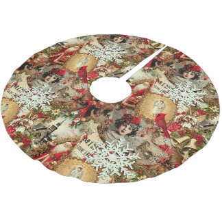 Jupon De Sapin En Polyester Brossé Trésors de Noël victoriens en collage