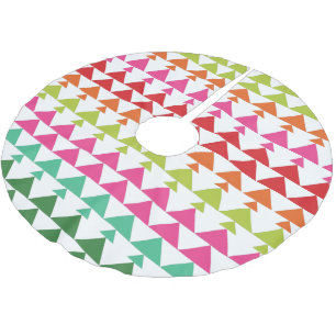Jupon De Sapin En Polyester Brossé Triangle de l'arbre de Noël moderne Motif rose ver