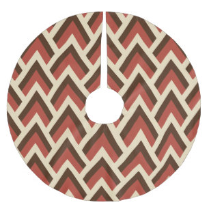 Jupon De Sapin En Polyester Brossé Triangles Modernes Du Milieu Du Siècle (Rouge)