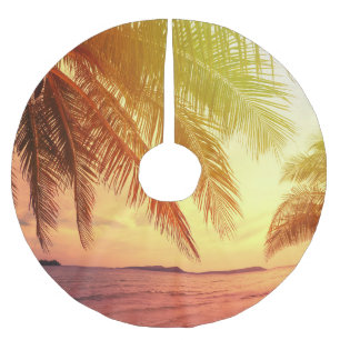 Jupon De Sapin En Polyester Brossé Tropical Beach Paradise : Paysage serein.