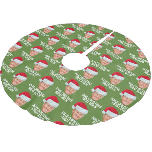 Jupon De Sapin En Polyester Brossé Trump avec Santa Hat - Rendre Noël magnifique