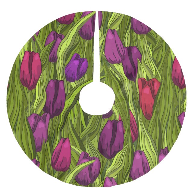 Jupon De Sapin En Polyester Brossé Tulipes (Devant)