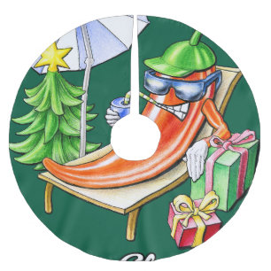 Jupon De Sapin En Polyester Brossé Un bon Noël chili sous le soleil et l'arbre