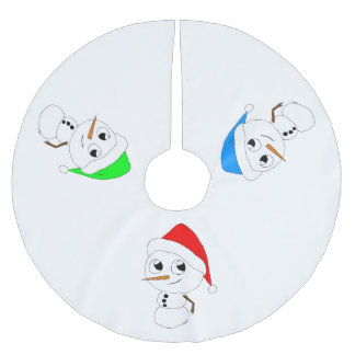 Jupon De Sapin En Polyester Brossé un bonhomme de neige chibi