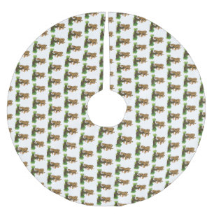 Jupon De Sapin En Polyester Brossé Un mignon léopard dormant dans un arbre dessin ani