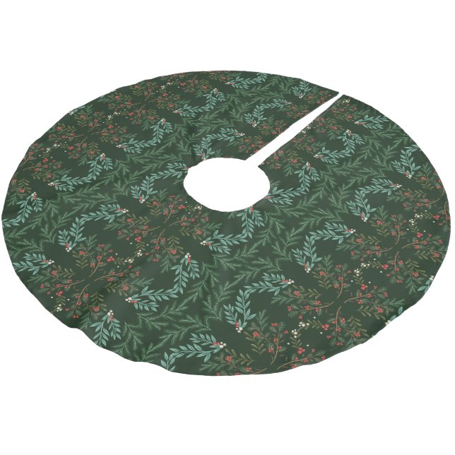 Jupon De Sapin En Polyester Brossé Vacances botaniques vertes de Noël classique (Angle)