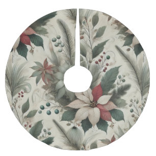 Jupon De Sapin En Polyester Brossé Vacances de Noël raffinées et élégantes Pin floral