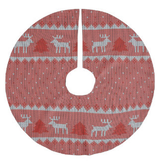 Jupon De Sapin En Polyester Brossé Vacances Rouges