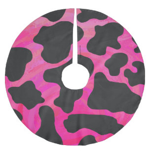 Jupon De Sapin En Polyester Brossé Vache rose chaud et noir