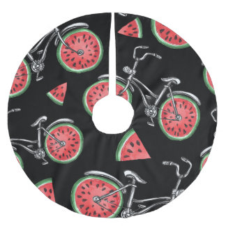 Jupon De Sapin En Polyester Brossé Vélos à roue de pastèque, motif d'été.