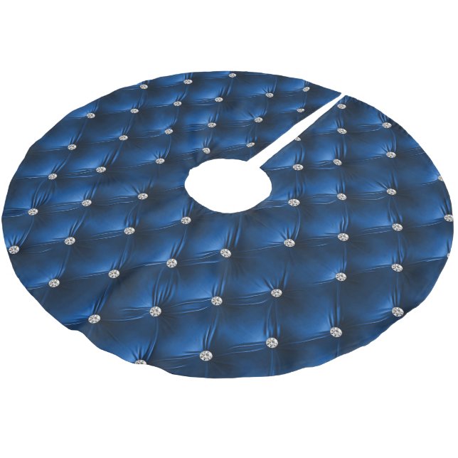 Jupon De Sapin En Polyester Brossé Velvet Bleu Chaud Faux (Angle)