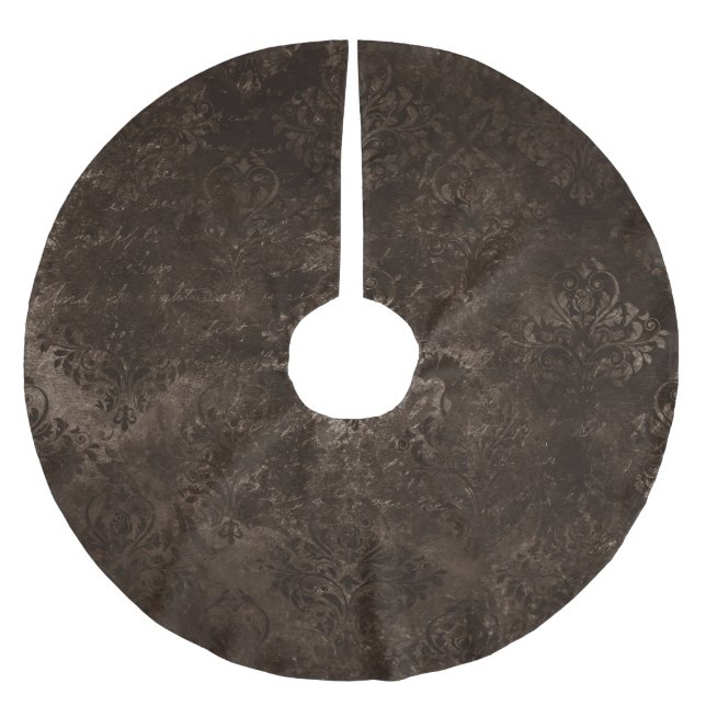 Jupon De Sapin En Polyester Brossé Velvety Bronze Damask | Grunge baroque Brown (Devant)