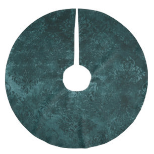 Jupon De Sapin En Polyester Brossé Velvety Turquoise Damask   Grunge vert foncé Baroq