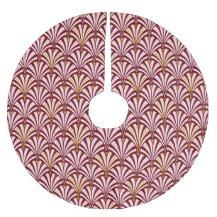 Jupon De Sapin En Polyester Brossé Ventilateur Art déco motif - rose et bordeaux
