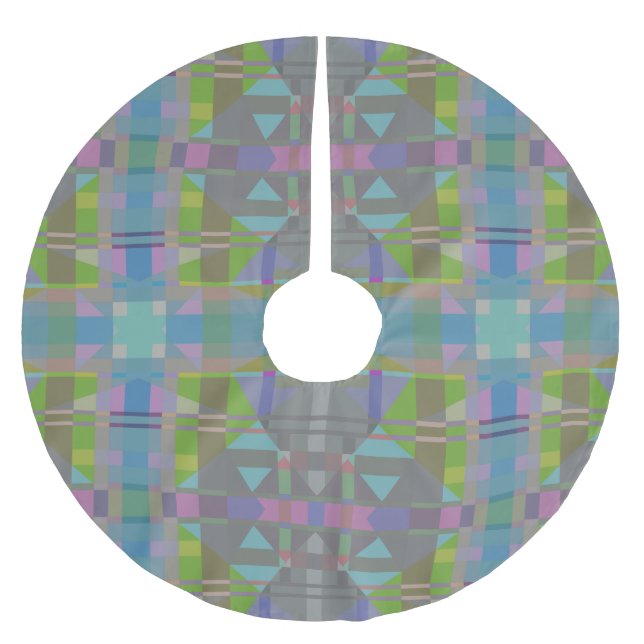 Jupon De Sapin En Polyester Brossé Vert bleu violet géométrique (Devant)