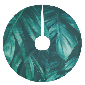 Jupon De Sapin En Polyester Brossé Vert foncé, feuillage de jungle tropicale.