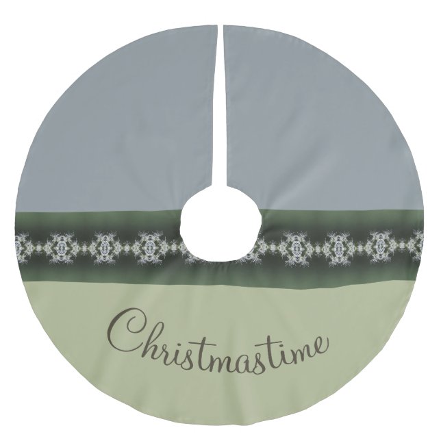 Jupon De Sapin En Polyester Brossé Vert Sage Avec Vacances Gris (Devant)