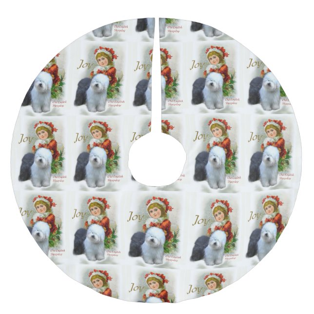 Jupon De Sapin En Polyester Brossé Vieux Noël anglais Sheepdog Vintage (Devant)