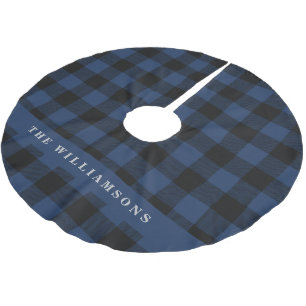 Jupon De Sapin En Polyester Brossé Vintage Blue and Black Buffalo Plaid Personalized