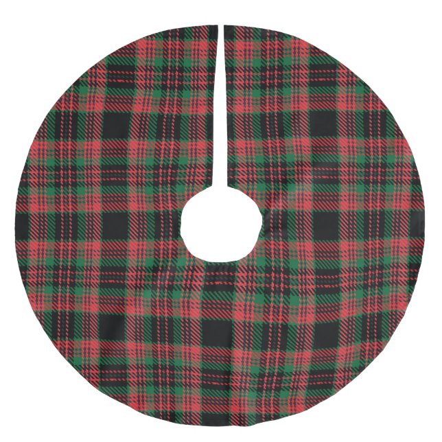Jupon De Sapin En Polyester Brossé Vintage noir rouge vert rustique tartan plaid (Devant)
