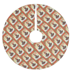Jupon De Sapin En Polyester Brossé Vintage Tartan Girl "Joyeux Noël"
