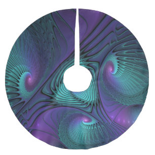 Jupon De Sapin En Polyester Brossé Violet rencontre Turquoise moderne art fractal abs