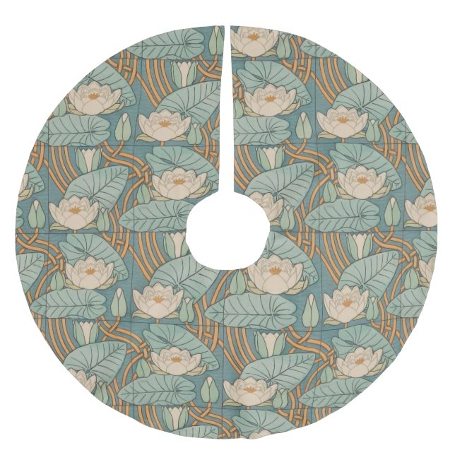 Jupon De Sapin En Polyester Brossé Water Lys Lily Art Nouveau Nature (Devant)