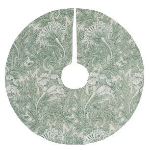 Jupon De Sapin En Polyester Brossé William Morris tulip fond textile vert