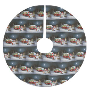 Jupon De Sapin En Polyester Brossé Winter Corgi Caravan Christmas Adventure
