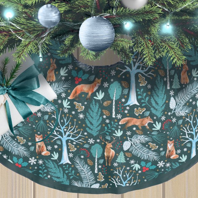 Jupon De Sapin En Polyester Brossé Winter Woodland Turquoise/Gold ID785 (Créateur téléchargé)