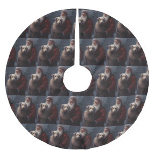 Jupon De Sapin En Polyester Brossé Wolfhound avec Noël Festif du Père Noël
