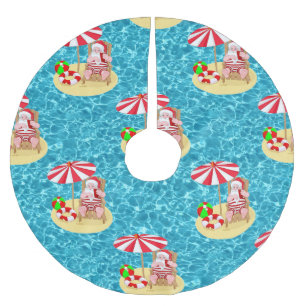 Jupon De Sapin En Polyester Brossé xmas plage santa claus