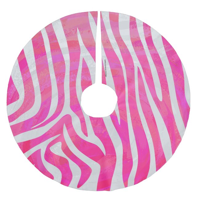 Jupon De Sapin En Polyester Brossé Zebra Hot Pink et White Print (Devant)