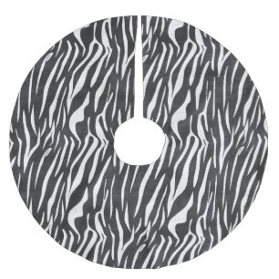 Jupon De Sapin En Polyester Brossé Zèbre noir et blanc - jupe d'arbre de Noël