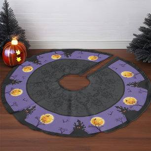 Jupon De Sapin Imitation Lin Maison Hantée éffrayante Halloween chauves-souris 