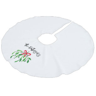 Jupon De Sapin Imitation Lin Noël Fête Mistletoe Nom Festive Rouge Vert