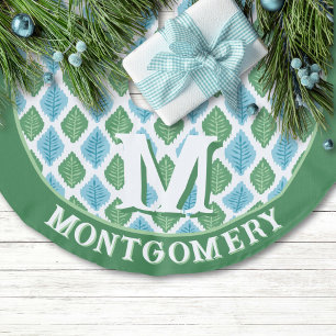 Jupon De Sapin Imitation Lin Scallop Leaf Diamond en Vert + Aqua Personnalisé