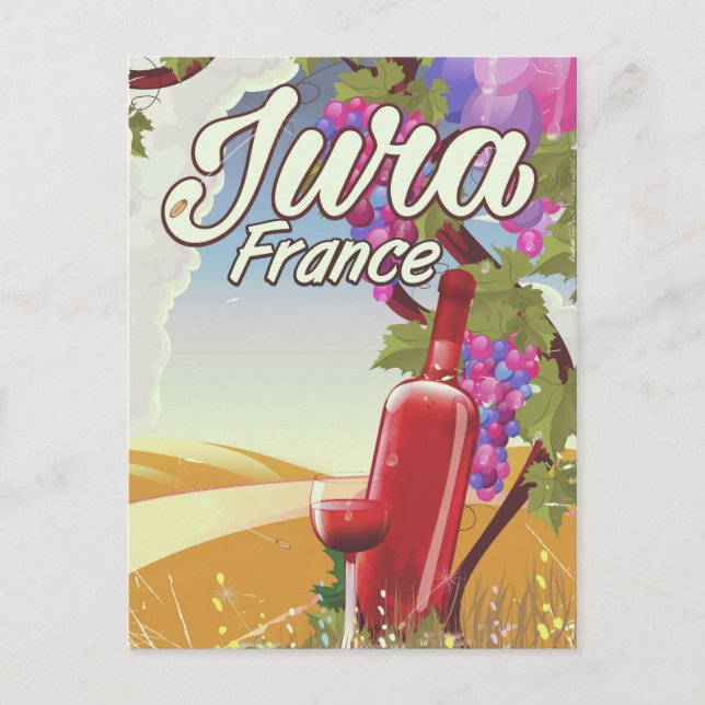 Jura Frankreich Weinberg Reiseplakat Postkarte (Vorderseite)