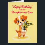 Jura-Tochter Welpe und Blume<br><div class="desc">Eine niedliche Geburtstag-Karte für eine Schwiegertochter. Ein kuscheliger Welpe mit einem Haufen Blume und Sprichwort "Happy Birthday". Feiern Sie einen Geburtstag mit dieser unwiderstehlichen Karte,  die einen süßen Welpen mit einem Haufen kaltblütiger Blume zeigt,  der sich perfekt zum Schmelzen der Herzen eignet.</div>