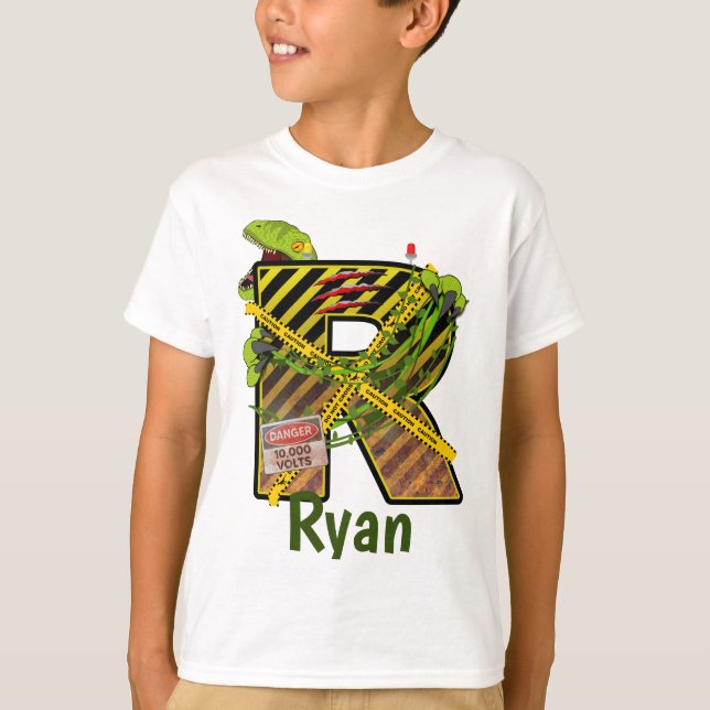 Jurassic Alphabet | Individuelle Name des Anfangss T-Shirt (Vorderseite)