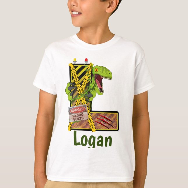 Jurassic Alphabet | Individuelle Name des Anfangss T-Shirt (Vorderseite)