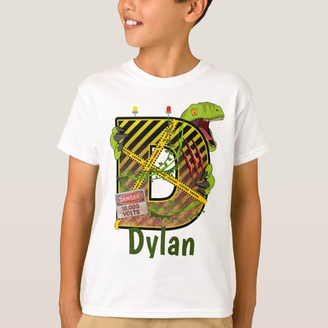 Jurassic Alphabet | Individuelle Name des Anfangss T-Shirt (Vorderseite)